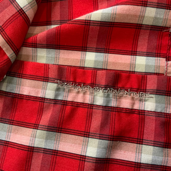 OUTDOOR RESEARCH Western Short Sleeve Plaid Casual Shirt Pearl Snaps Sz M - Picture 9 of 12